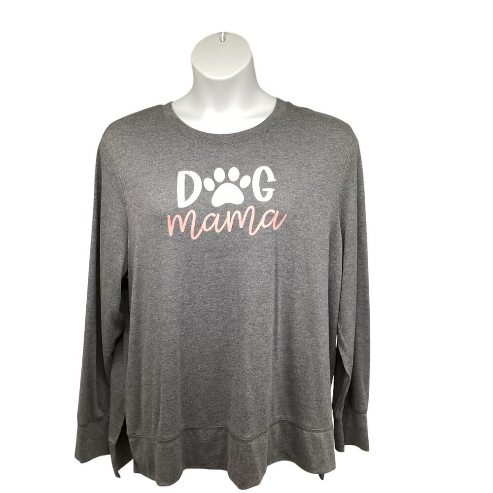Positivitees Blue Pullover Sweatshirt 3XL Plus 22 Dog Mama Stretch Relaxed